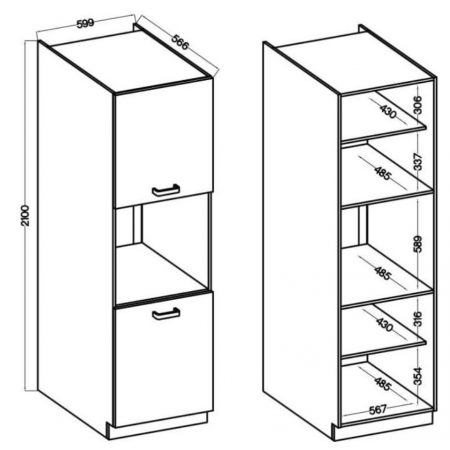 Zabudowa piekarnika słupek 60 cm CREMA 60 DP-210 2F dąb cremona / czarny mat